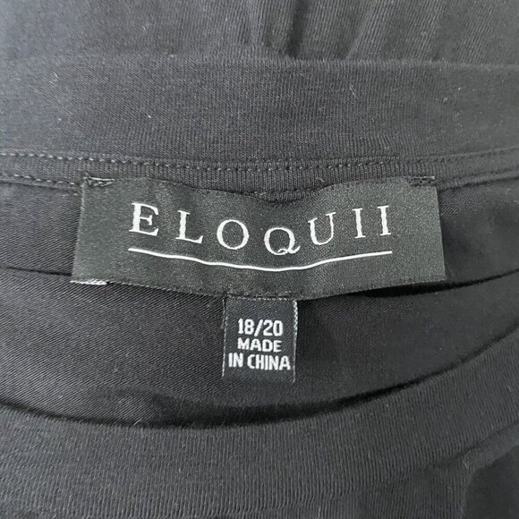 Eloquii Shirt Blouse Plus Size 18/20 Gingham Sleeve Black White Drawstring Waist - Picture 7 of 9